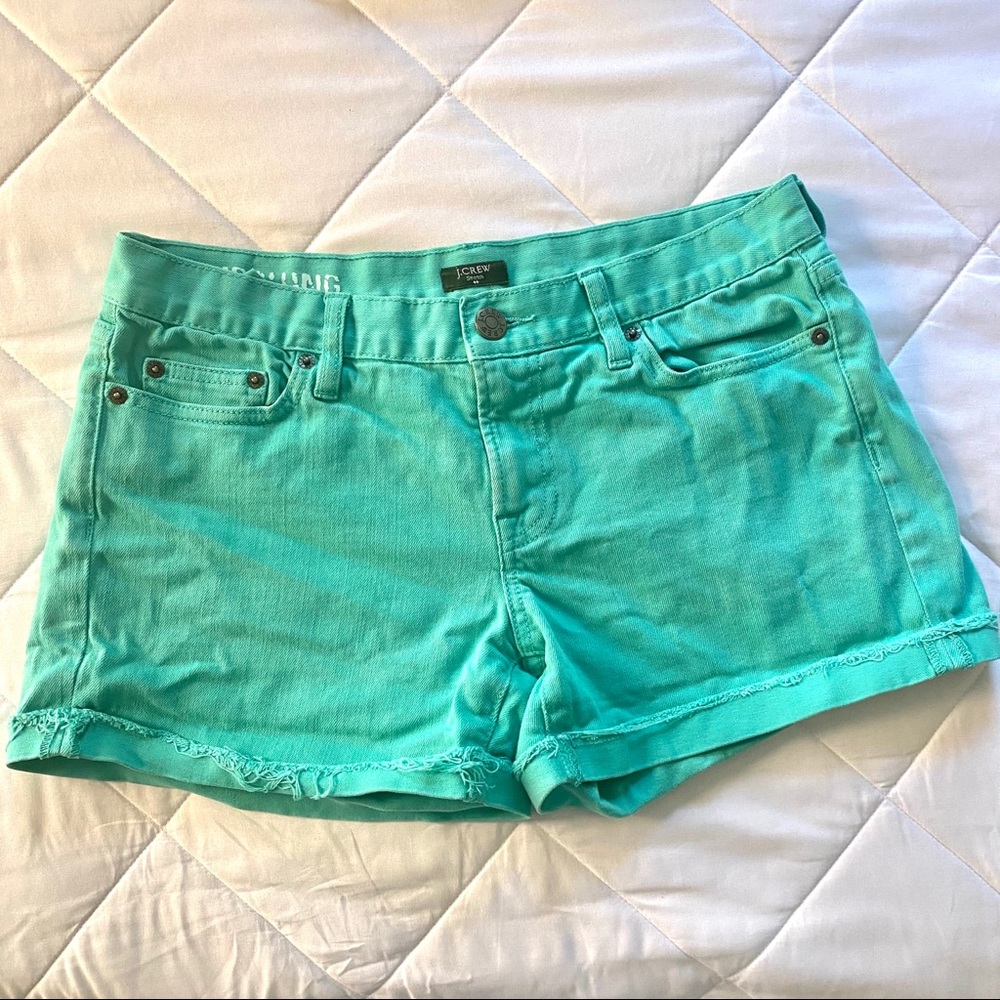 **2/$20** J. Crew Factory Green Denim Shorts